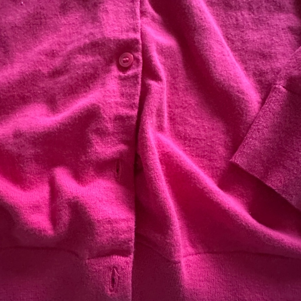 J.Crew Bright Pink Classic 100% Cotton Button-Up Cardigan, Size L - Picture 6 of 7